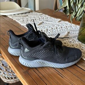 Adidas Black and Gray Sneakers with Cushioned Sole and Mesh Upper